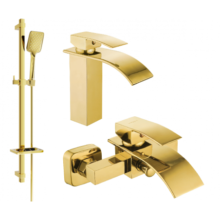 Mexen Aries DQ62 conjunto de bañera, dorado - 744803DQ62-50