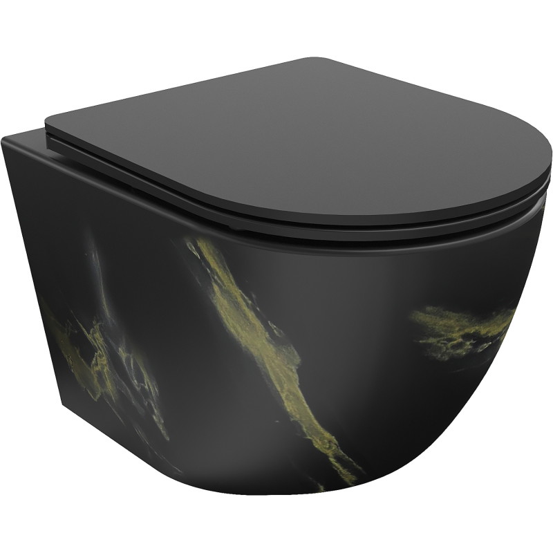 Mexen Lena Rimless WC-pott aeglaselt sulguva Slim-istmega, duroplastik, must kivi - 30224098