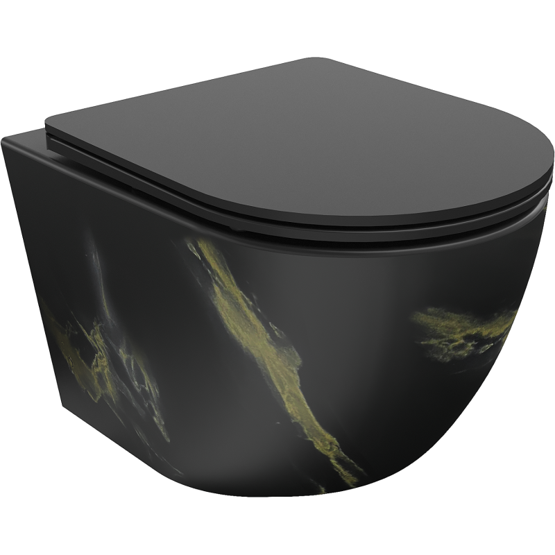 Mexen Lena WC-Schüssel Rimless mit softclose Slim-Sitz, Duroplast, schwarzer Stein - 30224098