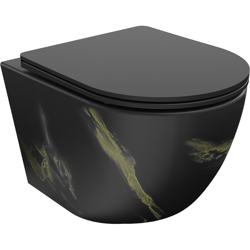 Mexen Lena wc-skål Rimless med långsamt stängande slim-sits, duroplast, svart sten - 30224098