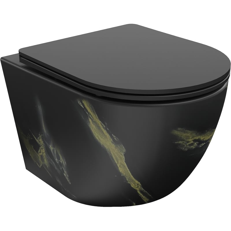 Mexen Lena WC školjka Rimless s mekanim zatvaranjem sjedala slim, duroplast, crni kamen - 30224098