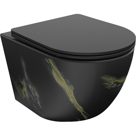 Mexen Lena randloze wc-pot met slank, langzaam sluitend duroplast toiletbril, zwarte steen - 30224098