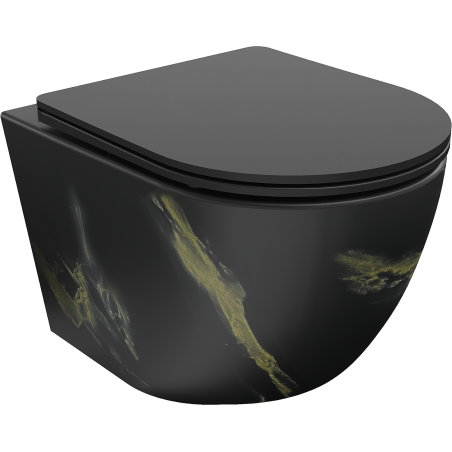 Mexen Lena wc-skål Rimless med långsamt stängande slim-sits, duroplast, svart sten - 30224098