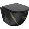 Mexen Lena randloze wc-pot met slank, langzaam sluitend duroplast toiletbril, zwarte steen - 30224098