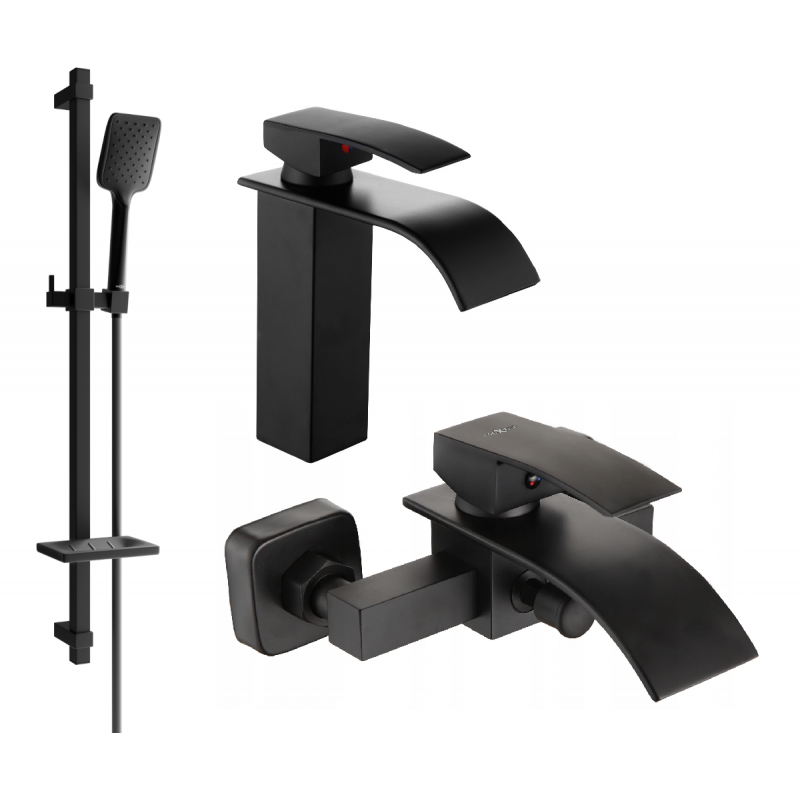 Mexen Aries Conjunto de bañera DQ62, negro - 744803DQ62-70