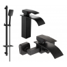 Mexen Aries DQ62 bathtub set, black - 744803DQ62-70