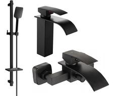 Mexen Aries DQ62 bathtub set, black - 744803DQ62-70