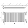 Mexen CH30 Hygiëne plaatradiator 300 x 2200 mm, zij-aansluiting, 1919 W, wit - W430H-030-220-00