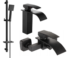 Mexen Aries DQ45 bathtub set, black - 744803DQ45-70
