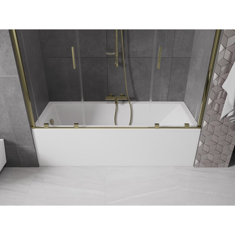Mexen Velar Duo paratia vasca da bagno a 2 ante scorrevole 190 x 150 cm, trasparente, dorato - 896-190-000-02-50