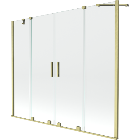 Mexen Velar Duo 2-flügelige verschiebbare Badewannenabtrennung 190 x 150 cm, transparent, gebürstet gold - 896-190-000-02-55