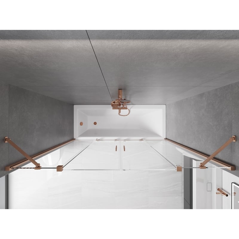 Mexen Velar Duo 2-panel sliding bath screen 190 x 150 cm, transparent, brushed copper - 896-190-000-02-65