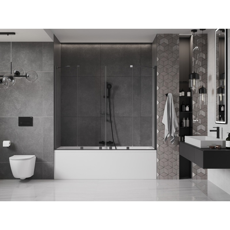 Mexen Velar Duo kahene vanniekraan, liigutatav 190 x 150 cm, läbipaistev, harjatud gun gray - 896-190-000-02-66