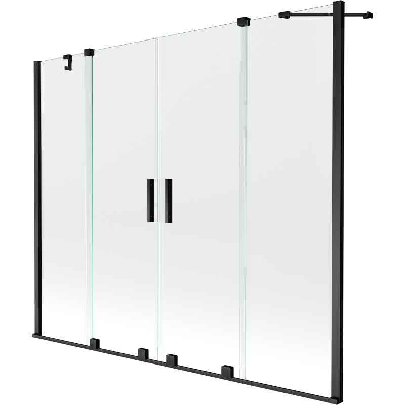 Mexen Velar Duo Badewannenfaltwand 2-flügelig Schiebbar 190 x 150 cm, transparent, schwarz - 896-190-000-02-70