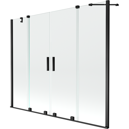 Mexen Velar Duo badwand scherm 2-delig schuifbaar 190 x 150 cm, transparant, zwart - 896-190-000-02-70