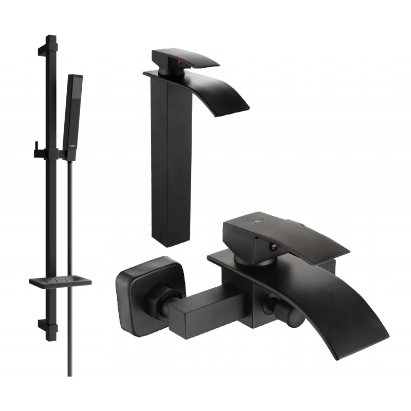 Mexen Aries DQ77 ensemble de bain, noir - 744813DQ77-70