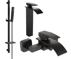 Mexen Aries DQ77 bathtub set, black - 744813DQ77-70