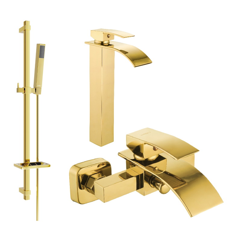 Mexen Aries DQ77 Bathtub Set, Gold - 744813DQ77-50