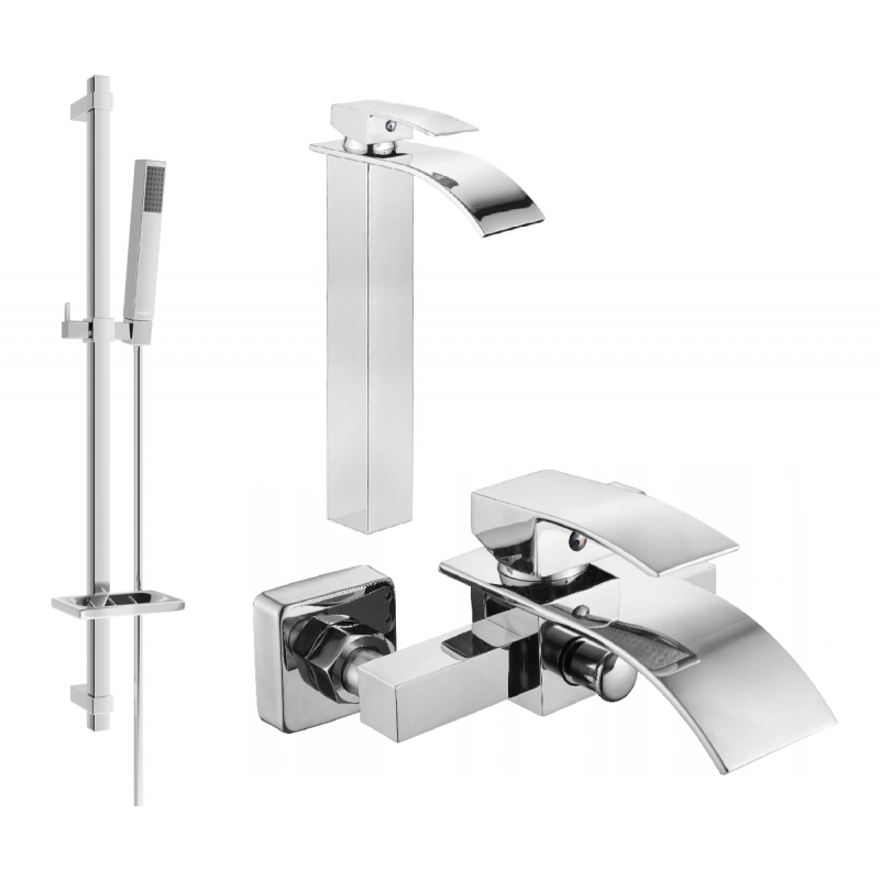 Mexen Aries DQ77 bath set, chrome - 744813DQ77-00
