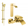 Mexen Aries DQ62 bathtub set, gold - 744813DQ62-50