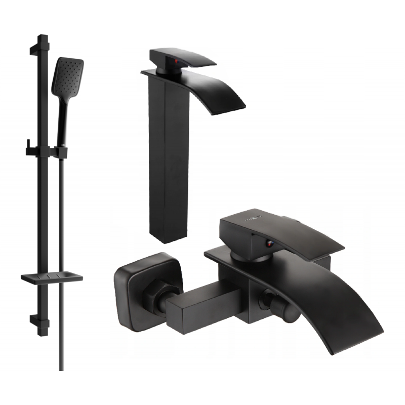 Mexen Aries DQ62 conjunto de bañera, negro - 744813DQ62-70