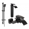 Mexen Aries DQ62 bath set, black - 744813DQ62-70
