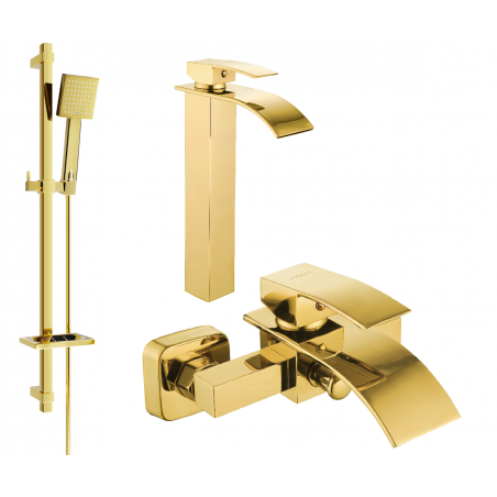 Mexen Aries DQ45 bath set, gold - 744813DQ45-50