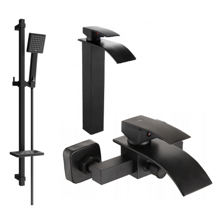 Mexen Aries DQ45 Bath Set, Black - 744813DQ45-70