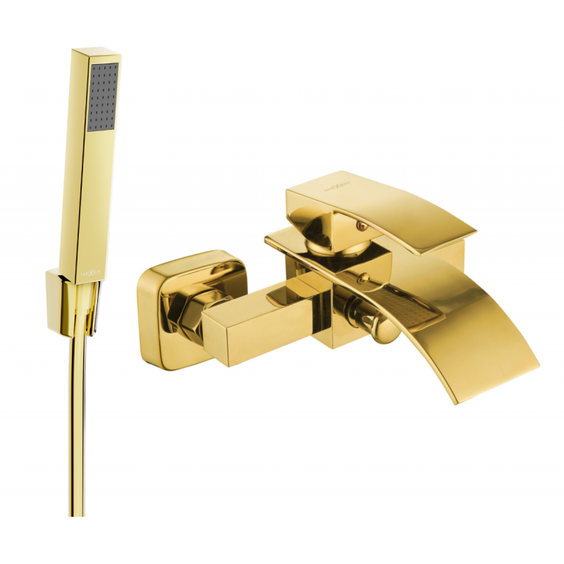 Mexen Aries R77 badkraan met doucheset, goud - 74483R77-50