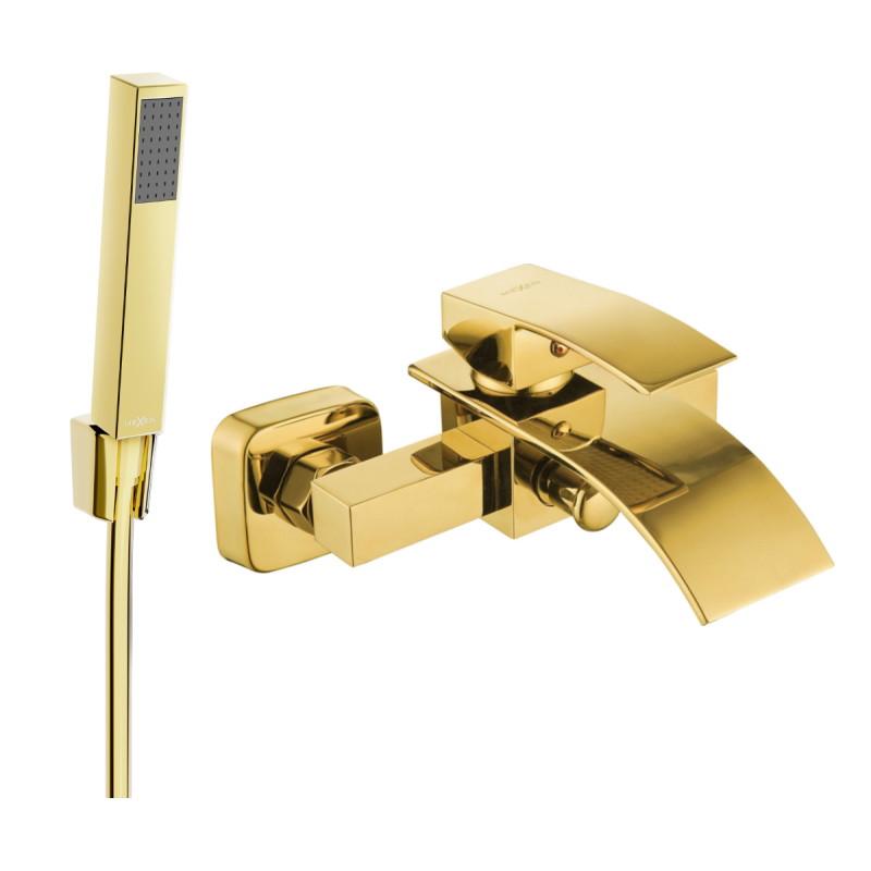 Mexen Aries R77 kada s tuš kompletom, zlatna - 74483R77-50