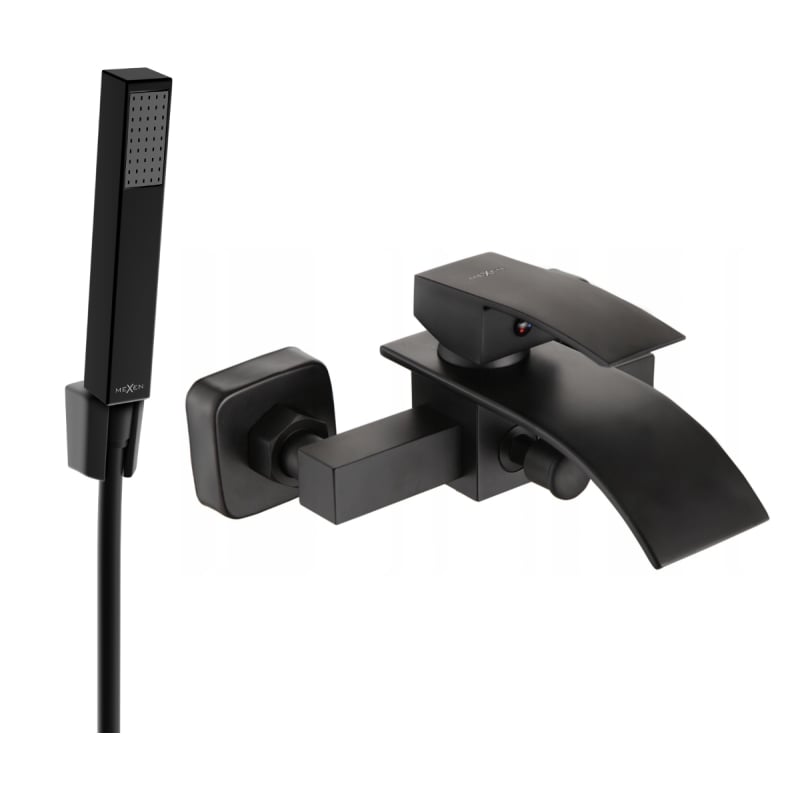 Mexen Aries R77 bath faucet with shower set, black - 74483R77-70