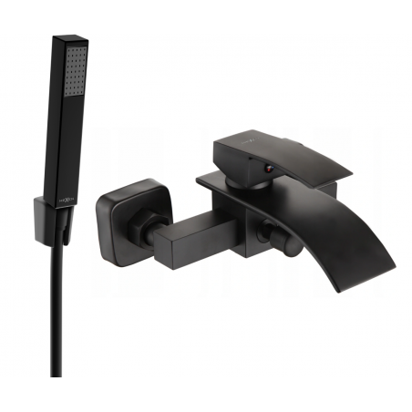 Mexen Aries R77 bath faucet with shower set, black - 74483R77-70