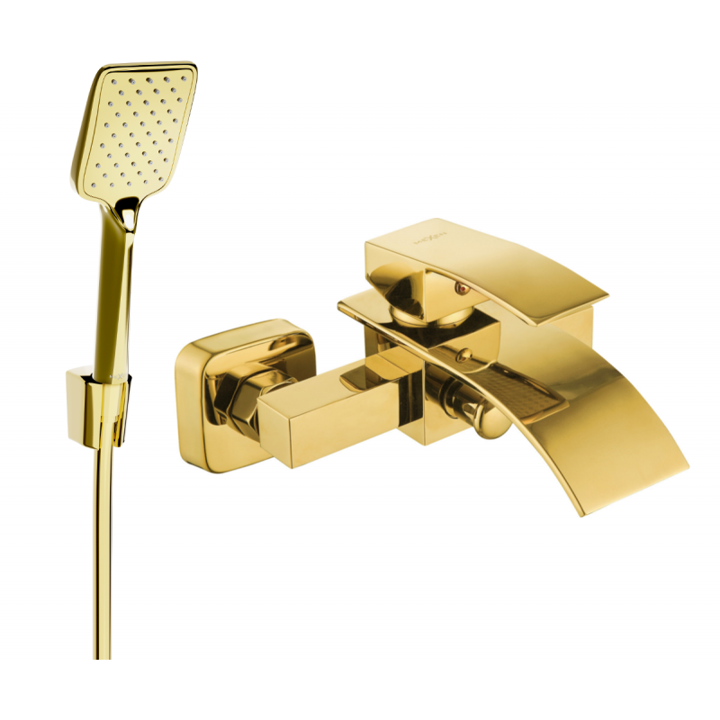 Mexen Aries R62 batería de bañera con kit de ducha, dorado - 74483R62-50