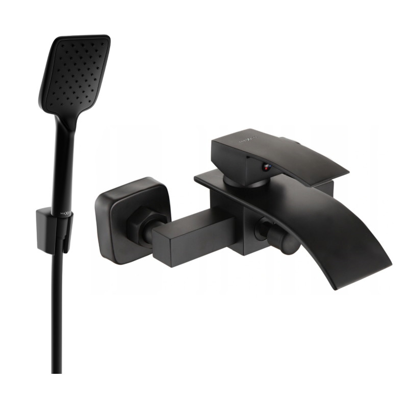 Mexen Aries R62 bathtub faucet with shower set, black - 74483R62-70
