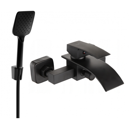 Mexen Aries R62 bath tap with shower set, black - 74483R62-70