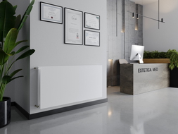 Mexen CHF20 Hygiene Flat Heizkörperplatte 400 x 1400 mm, seitliche Anschlüsse, 1007 W, weiß - W420HF-040-140-00