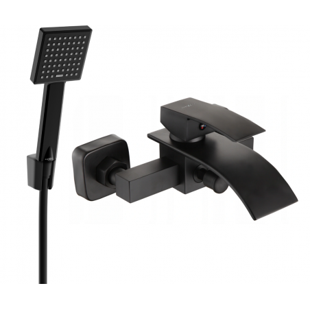 Mexen Aries R45 badkraan met douche set, zwart - 74483R45-70