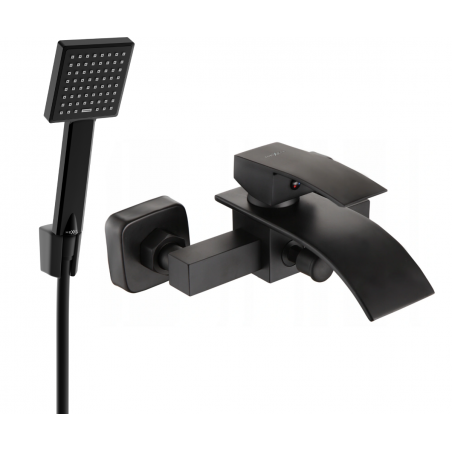 Mexen Aries R45 bath tap with shower set, black - 74483R45-70
