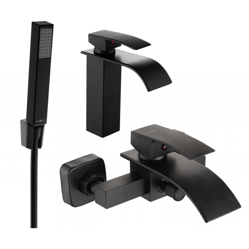 Mexen Aries R77 conjunto de bañera, negro - 744803R77-70