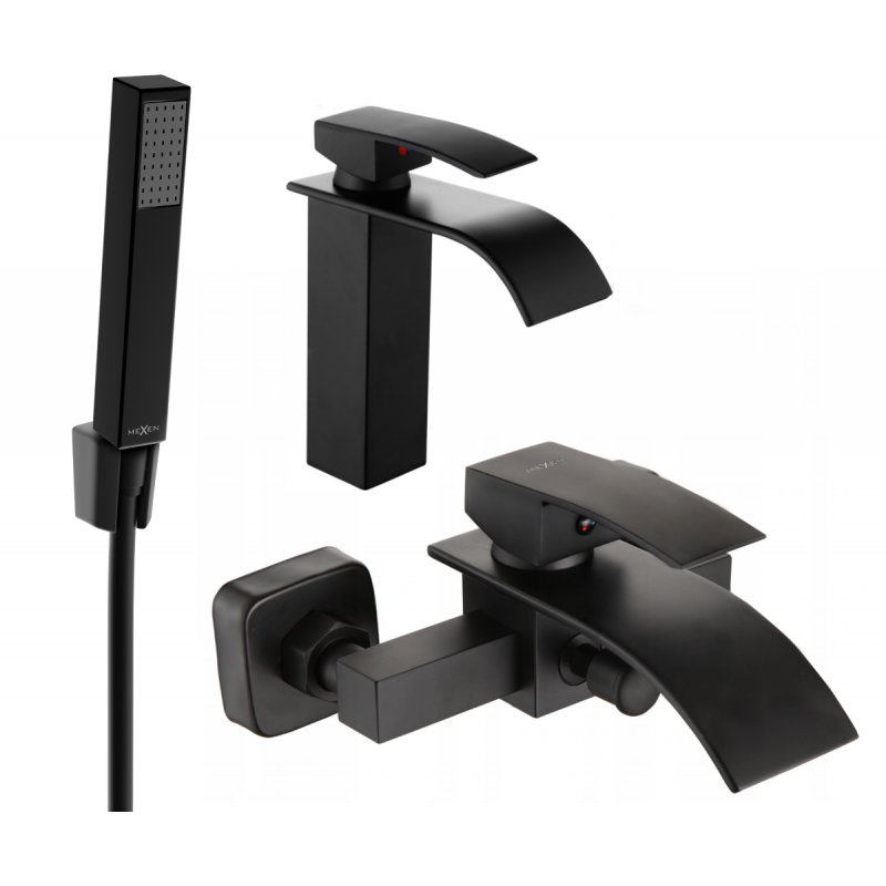 Mexen Aries R77 conjunto de baño, negro - 744803R77-70