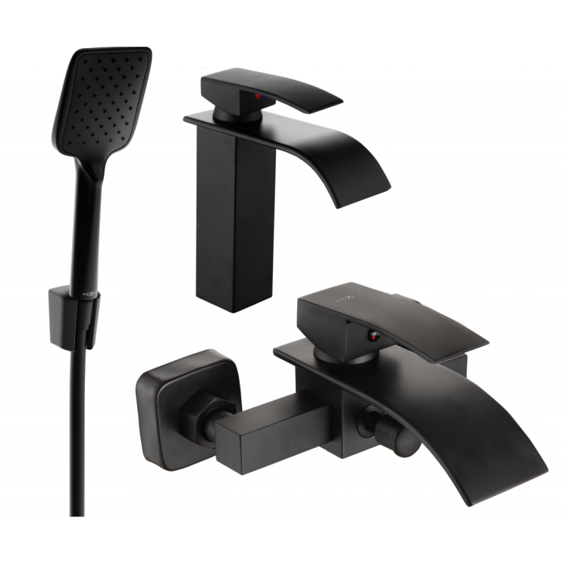 Mexen Aries R62 Badewannenset, schwarz - 744803R62-70