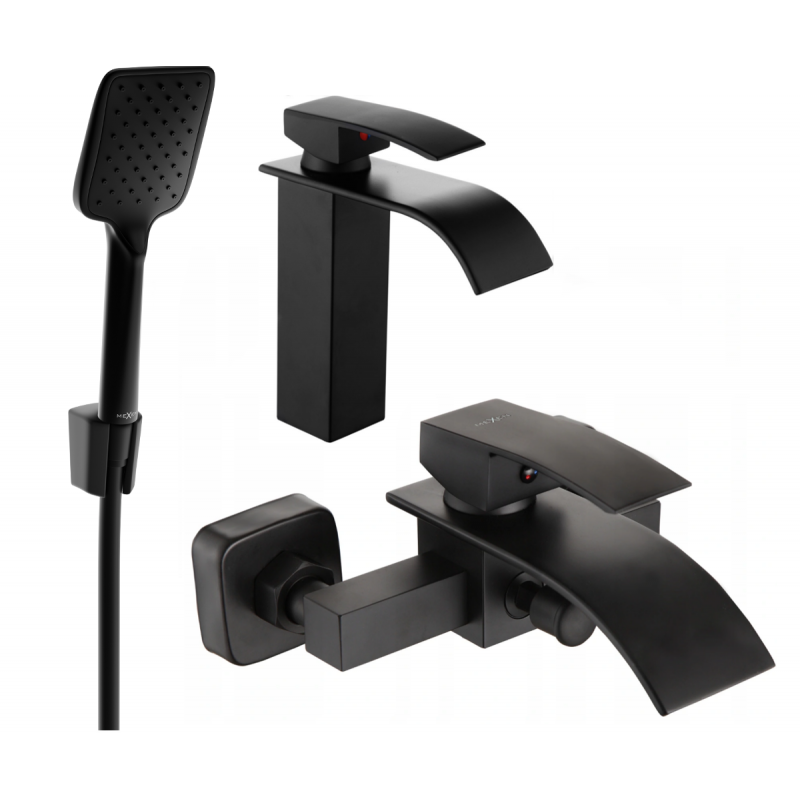Mexen Aries R62 badkar set, svart - 744803R62-70