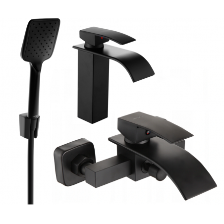 Mexen Aries R62 Badewannenset, schwarz - 744803R62-70