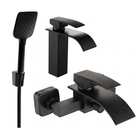 Mexen Aries R62 badkar set, svart - 744803R62-70