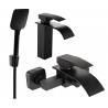 Mexen Aries R62 Badewannenset, schwarz - 744803R62-70
