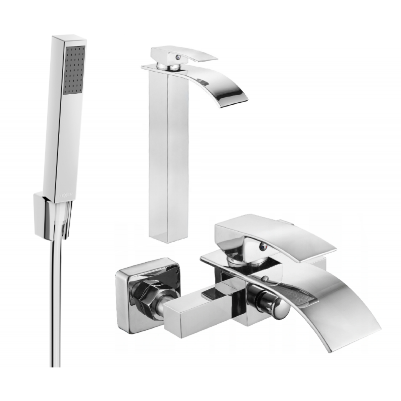 Mexen Aries R77 kylpyammeen setti, kromi - 744813R77-00