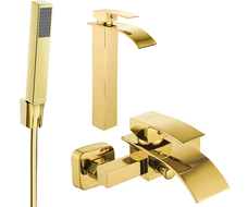 Mexen Aries R77 conjunto de banheira, dourado - 744813R77-50