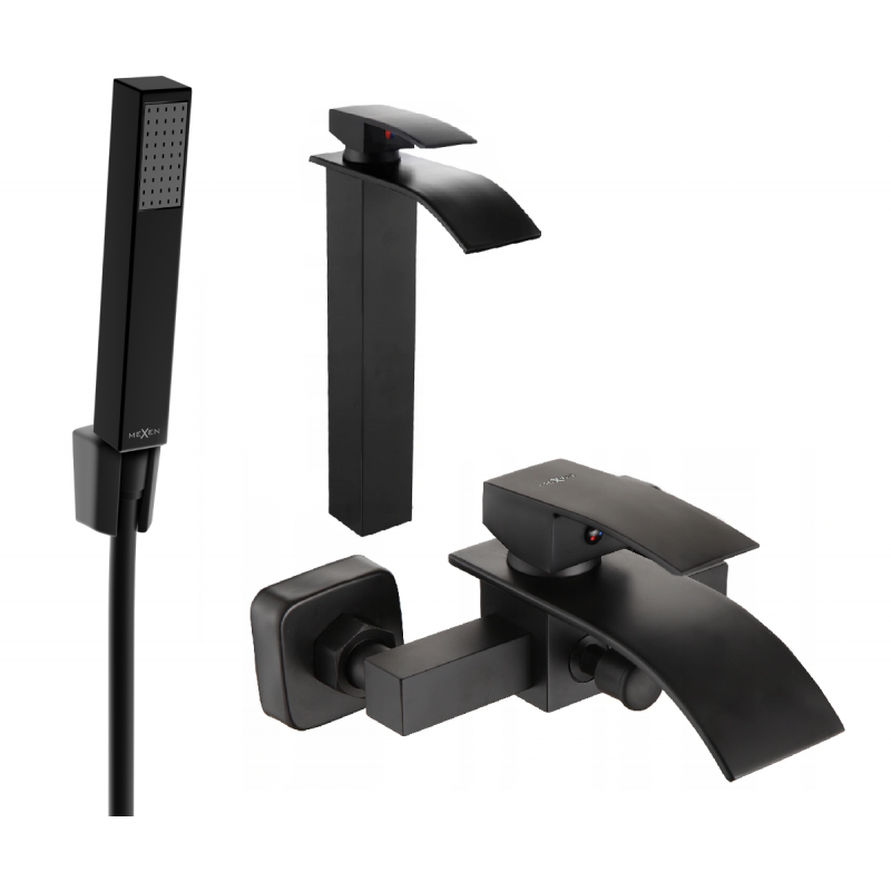 Mexen Aries R77 conjunto de bañera, negro - 744813R77-70