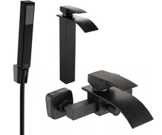 Mexen Aries R77 bathtub set, black - 744813R77-70