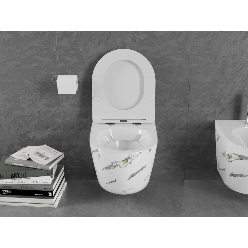 Mexen Lena miska wc Rimless z deską wolnoopadającą slim, duroplast, biała kamień - 30224091